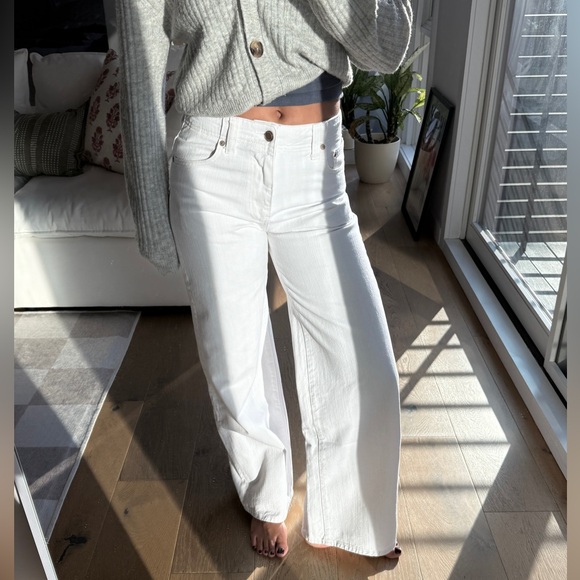Women's White Wide-Leg ZARA Jeans - Picture 1 of 4
